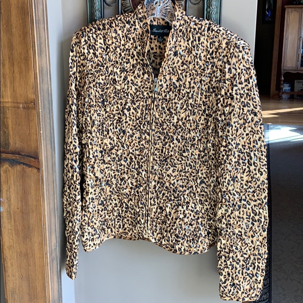 Ladies small sequin jacket leopard print